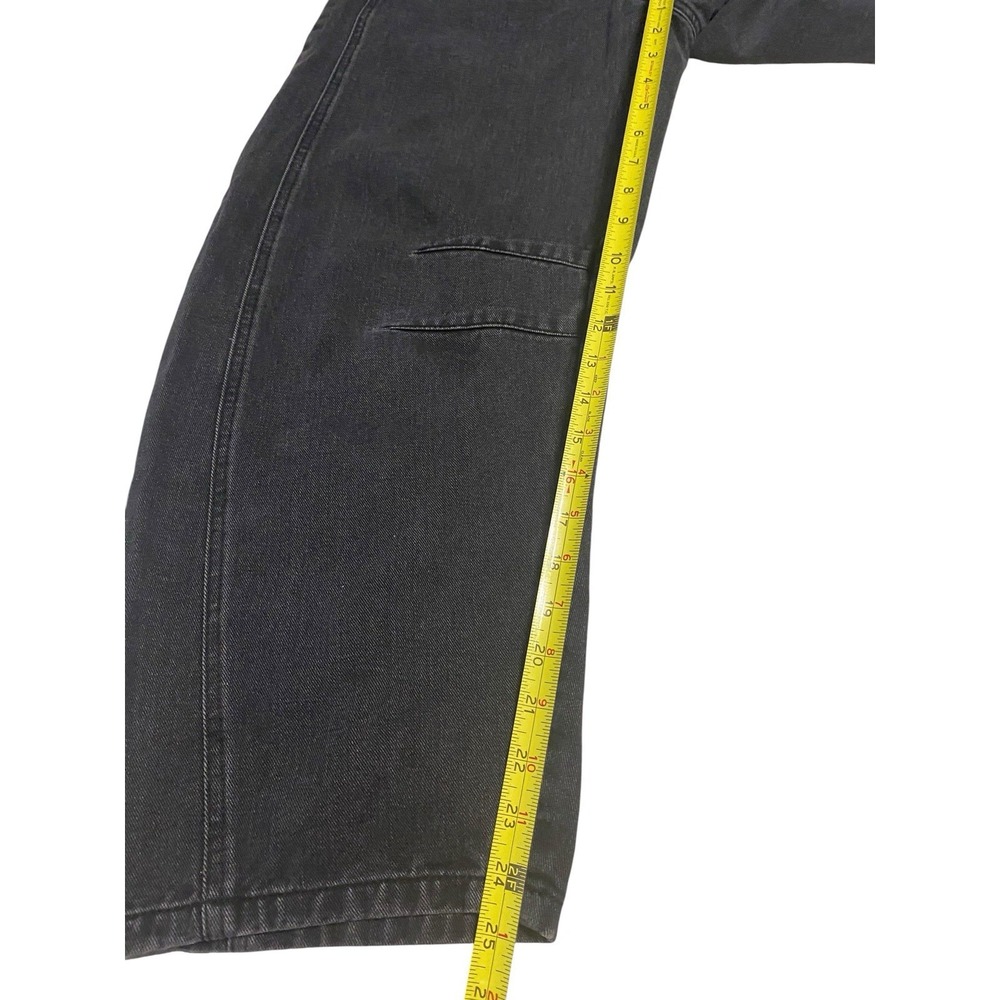 Women's Barrel Leg Jeans M Medium Black High Rise Cropped Balloon Seam Detail - Picture 4 of 9